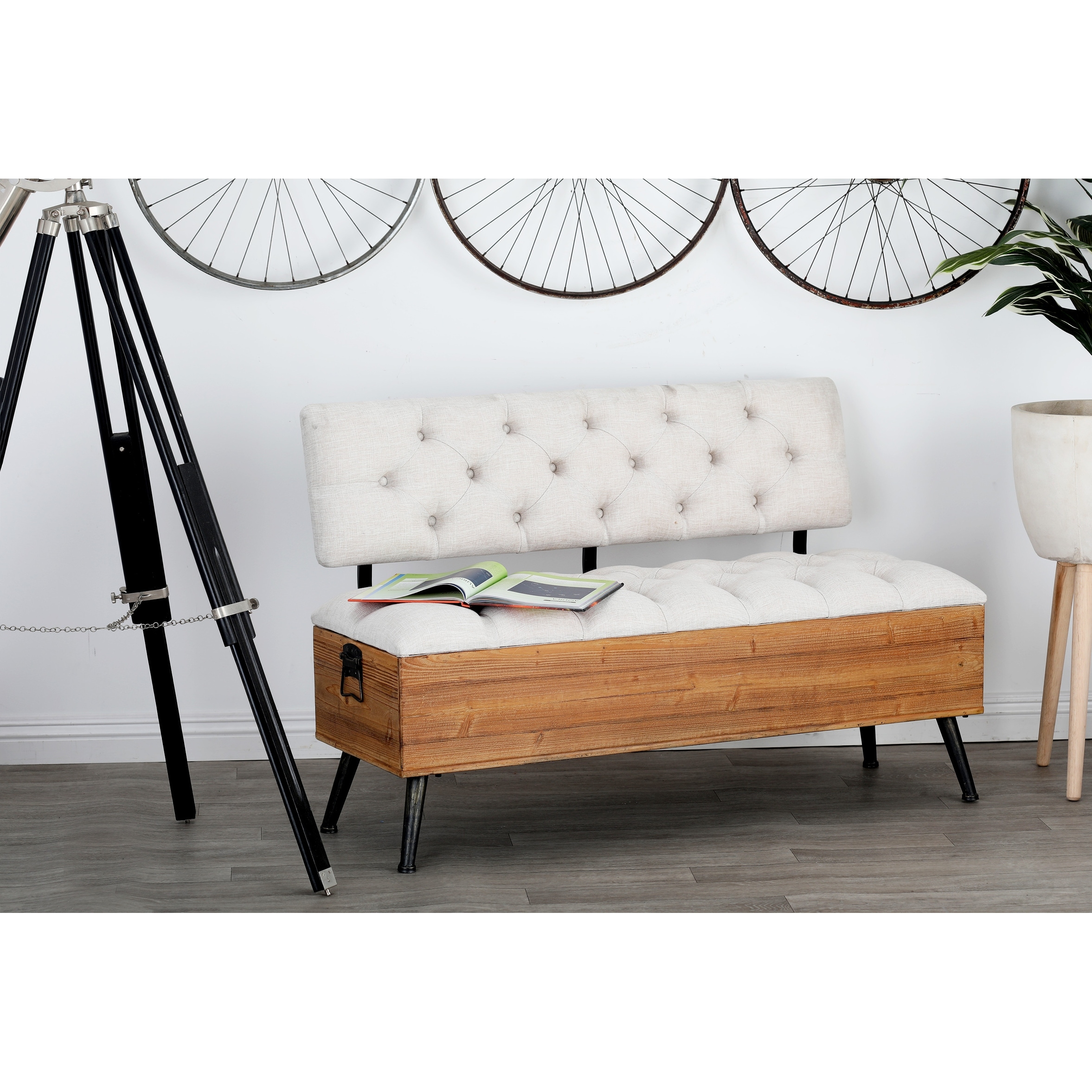 White farmhouse storage bench sale