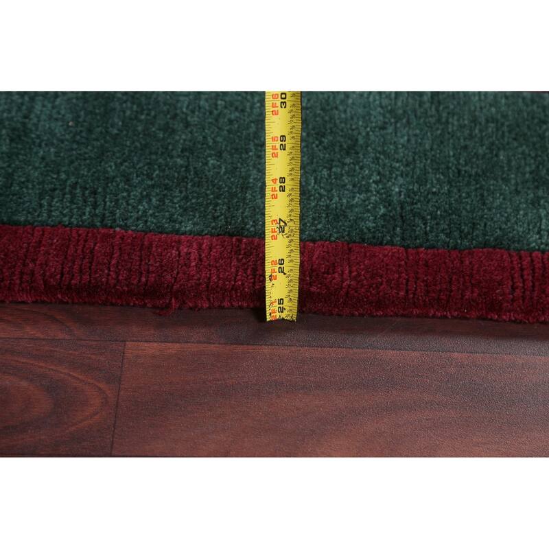 Vegetable Dye Nature Print Nepalese Area Rug Hand-knotted Wool Carpet - 5'9" x 7'0"