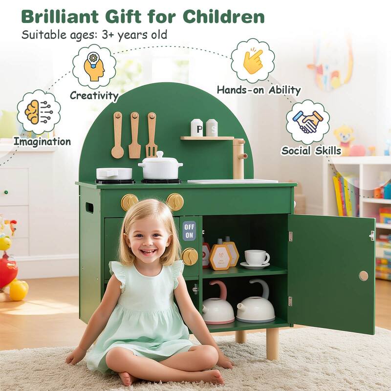 Costway Play Kitchen for Kids with Stoves Faucet Sink Microwave Oven - See Details