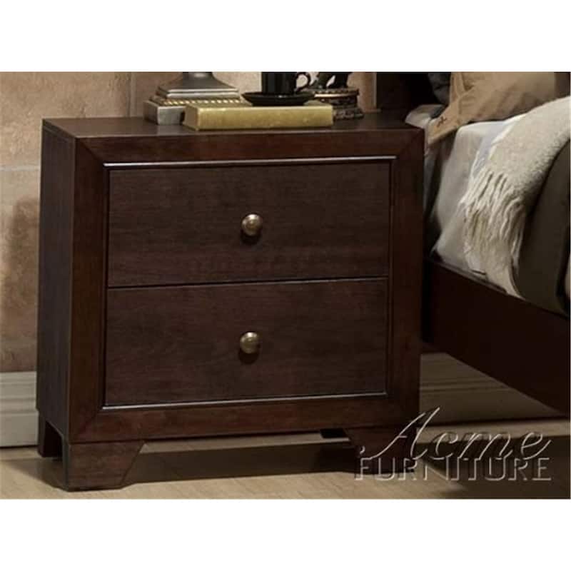 Espresso Finish 2-Drawer Wooden Nightstand with English Dovetail Drawers and Clean Lines