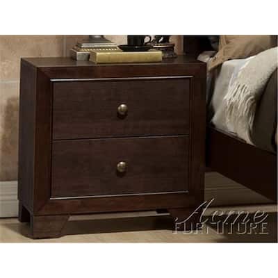 Espresso Finish 2-Drawer Wooden Nightstand with English Dovetail Drawers and Clean Lines