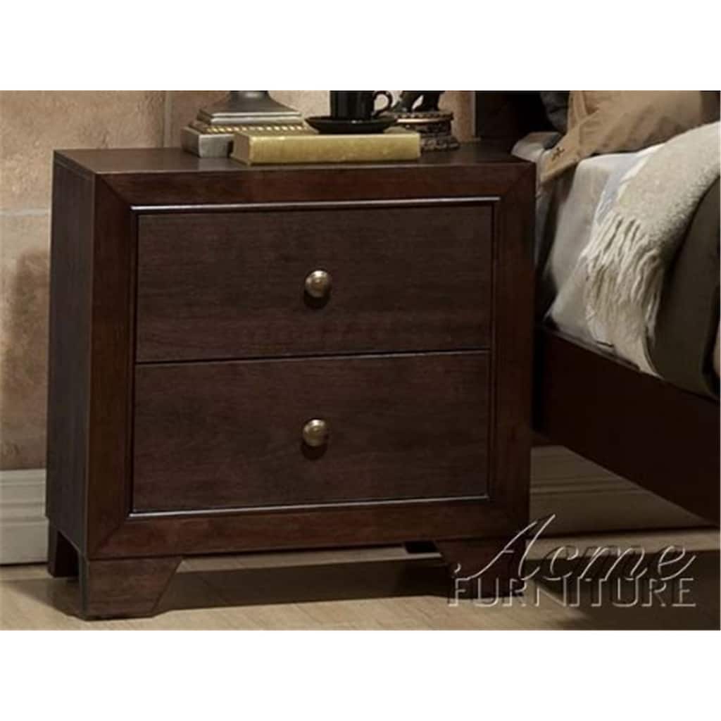 Espresso Finish 2-Drawer Wooden Nightstand with English Dovetail Drawers and Clean Lines