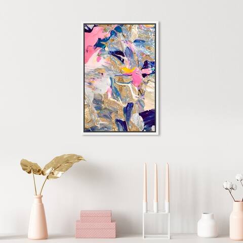 Oliver Gal 'Getting To Know You Gold' Abstract Wall Art Framed Canvas Print Textures - Gold, Blue