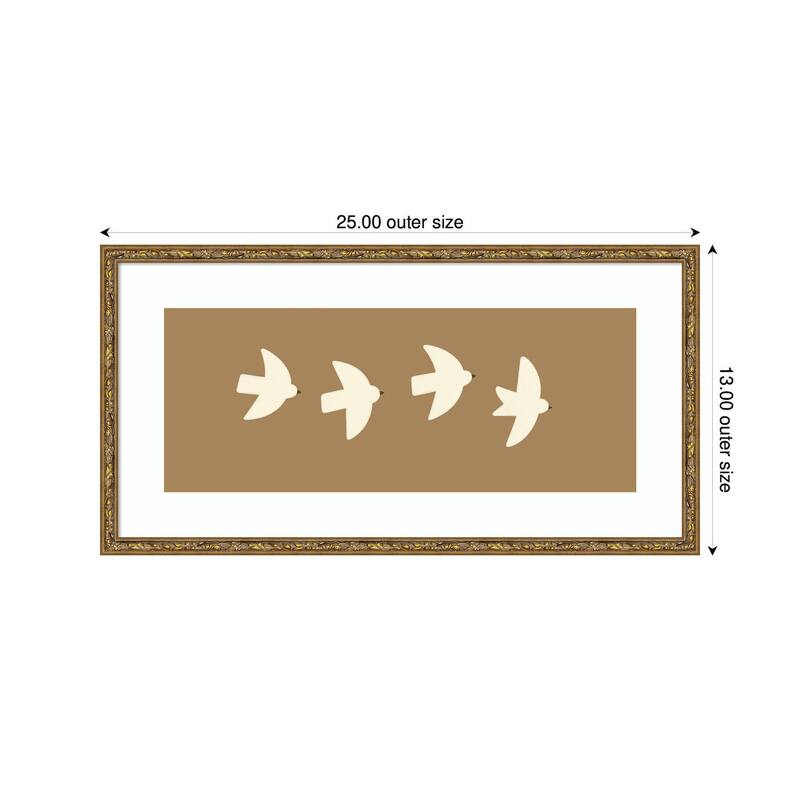 Kate and Laurel Minimalist Birds Panel 2 Brown by Laura Moss Framed Wall Art Print