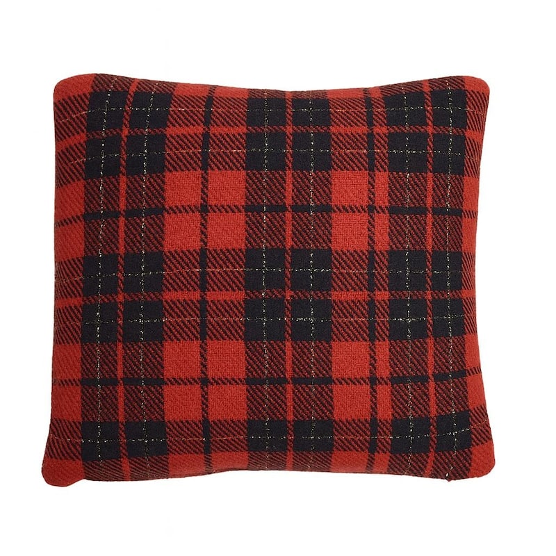 Red Black Plaid 18" x 18" Woven Throw Pillow