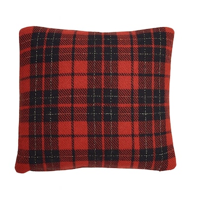Red Black Plaid 18" x 18" Woven Throw Pillow
