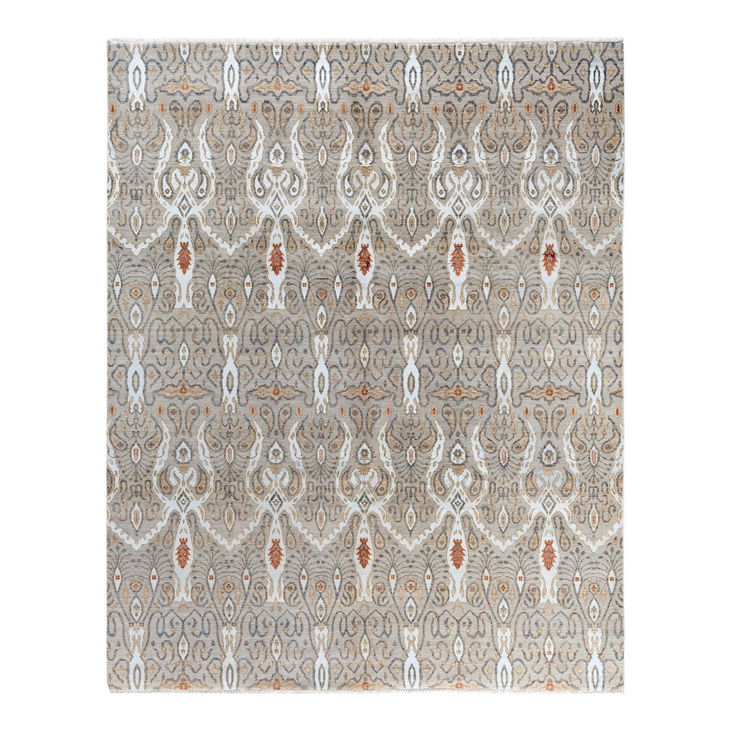 Ikat One-of-a-Kind Handmade Area Rug, Beige - 8' 1" x 10' 2"