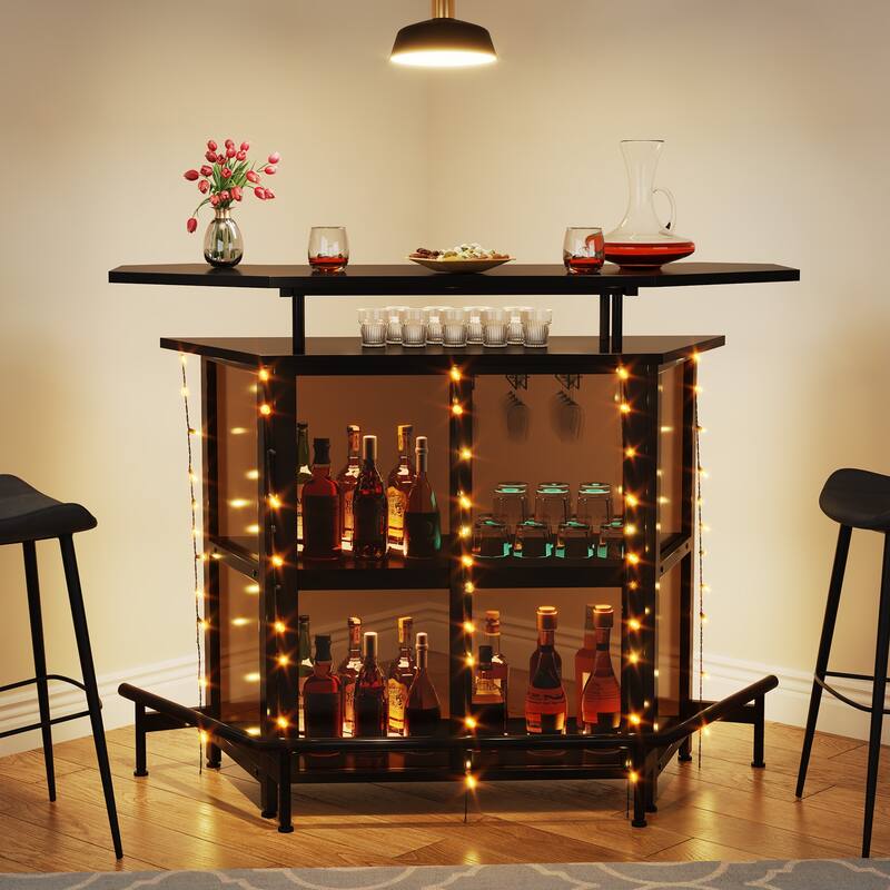 Black Home Bar Unit, 4Tier Mini Bar Table with Tan Acrylic Curved Front Bed Bath & Beyond