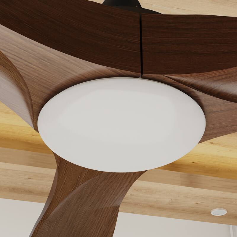 60" 3-Blades Wood Ceiling Fan with LED Light and Remote Control - N/A