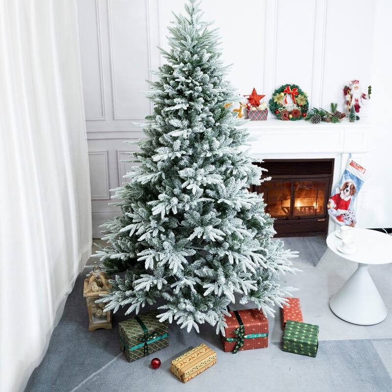 6/7FT Snow Flocked Artificial Christmas Tree for Home Decoration
