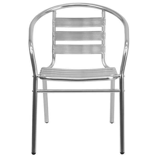Commercial Aluminum Indoor Outdoor Stack Chair With Triple Slat Back And Arms Overstock 10680862