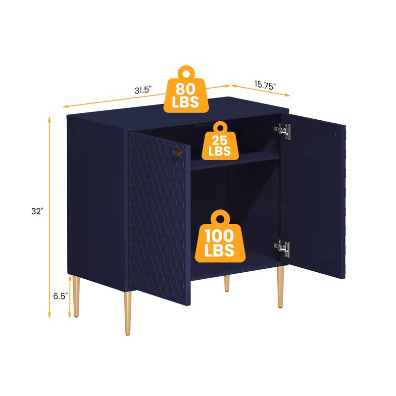 Hexagonal Pattern 2-door Storage Cabinet Buffet Cabinet Sideboard