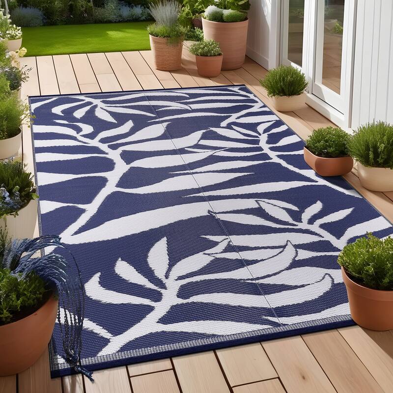 Beverly Rug Tropical Blue Reversible Outdoor Area Rug