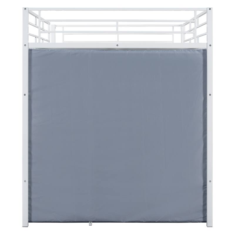 Modern Loft Bed with Desk & Wardrobe, Metal Loft Bed Frame with Shelves, USB Power Outlet, LED Light, for Kids Teens Adults