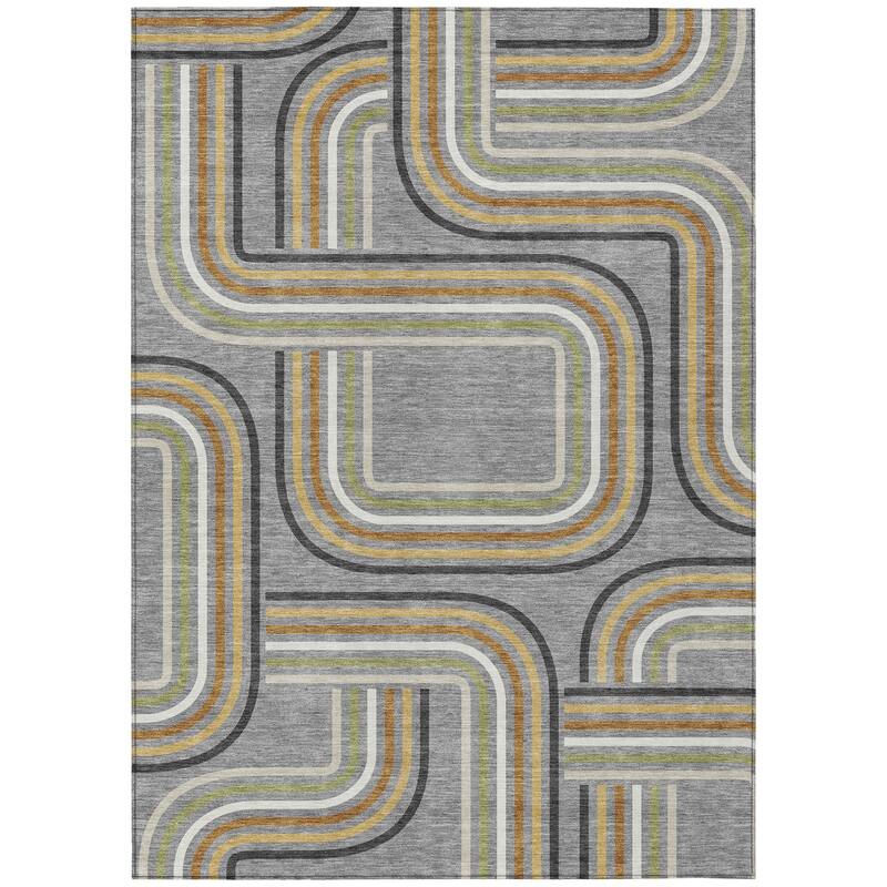 Machine Washable Indoor/ Outdoor Modern Leawood Chantille Rug