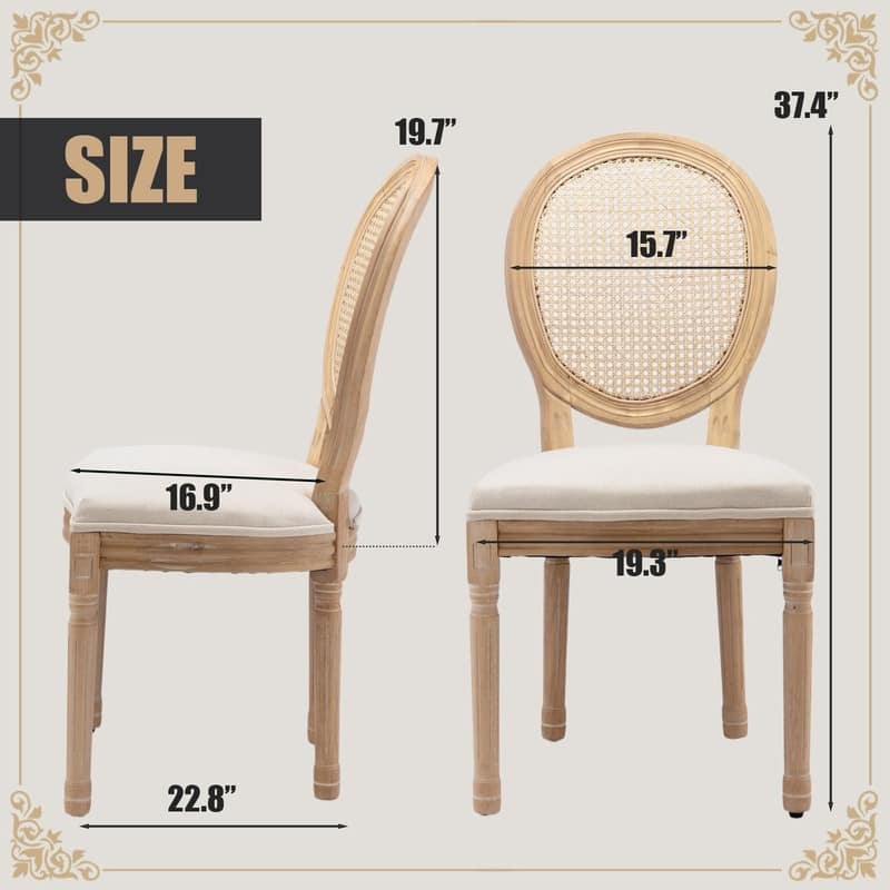 Upholstered French Style Nailhead Dining Chairs(Set of 6)
