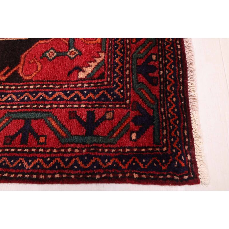 ECARPETGALLERY Hand-knotted Anatolian Dark Red Wool Rug - 3'7 x 7'0