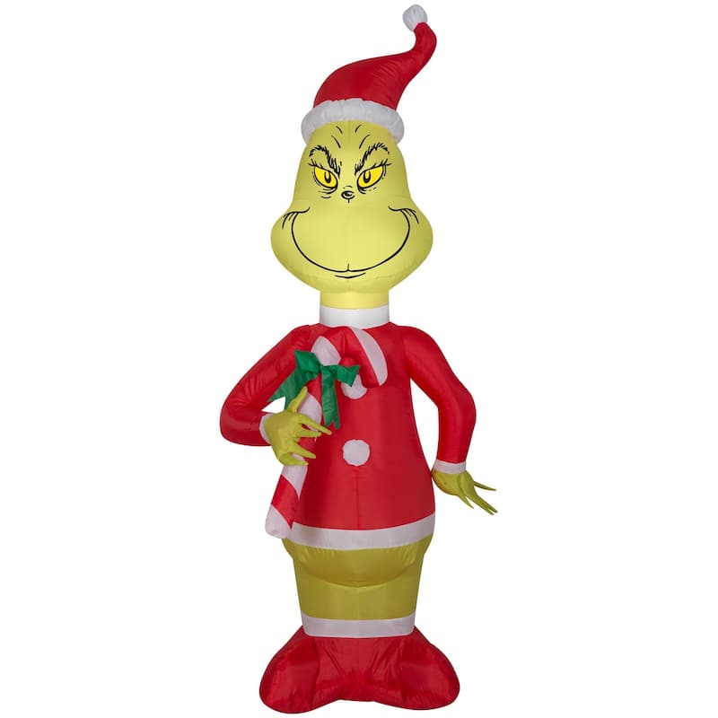 Gemmy Grinch w/Candy Cane 4-foot Christmas Airblown Inflatable