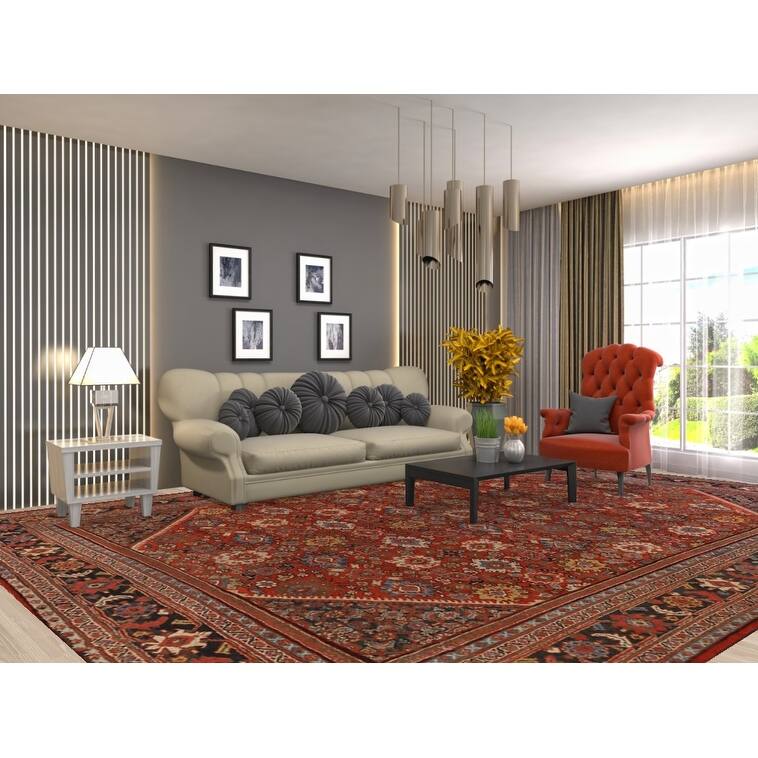 Pre-1900 Antique Sultanabad Large Rug Hand-Knotted Wool Carpet - 10'5"x 13'11"