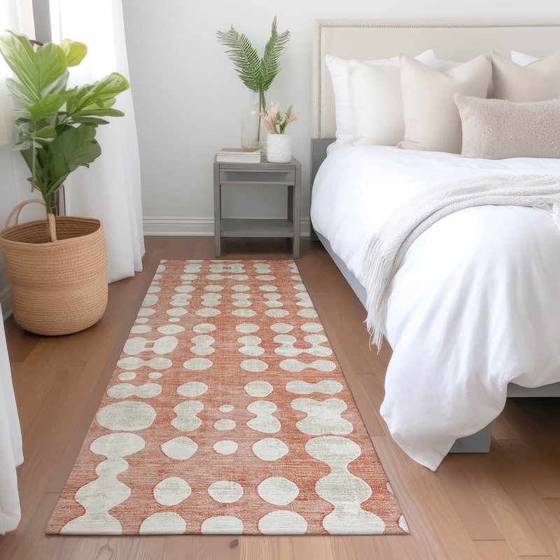 Machine Washable Indoor/ Outdoor Chantille Dots Abstract Rug