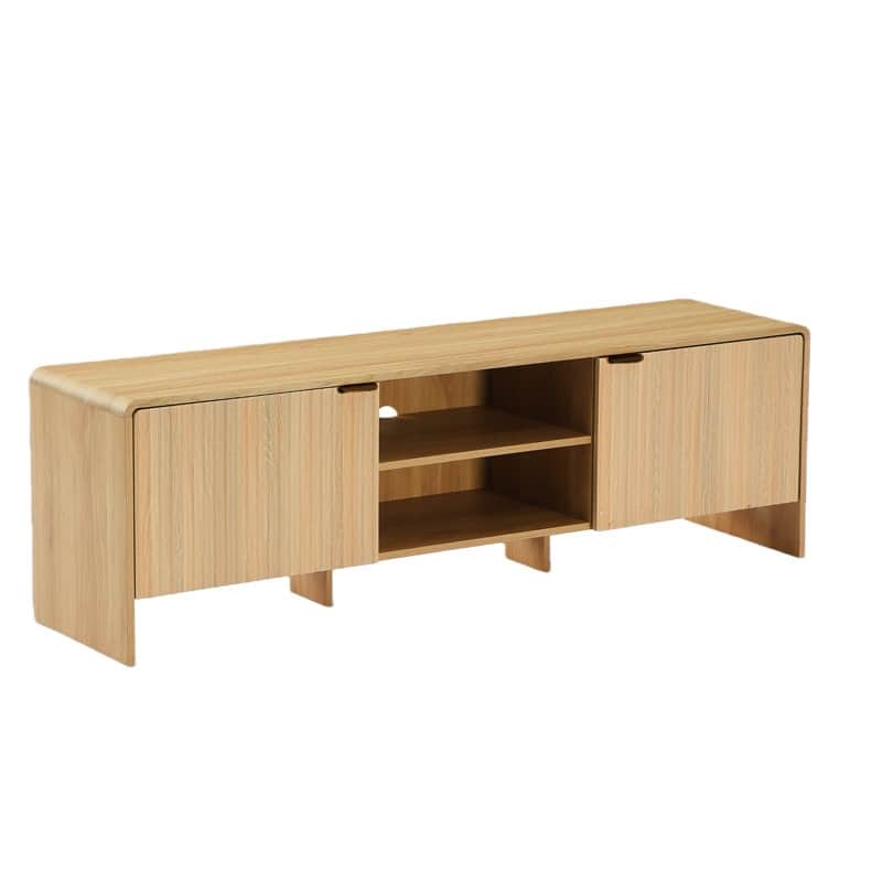 63" Modern TV Stand With Storage, Wooden Low Console Table