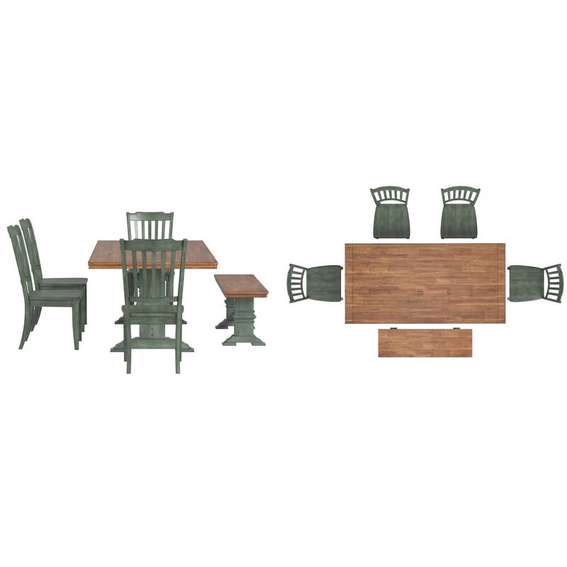 Ronda 78" Rectangular Solid Wood Top Dining Set with Spindle Back Chairs