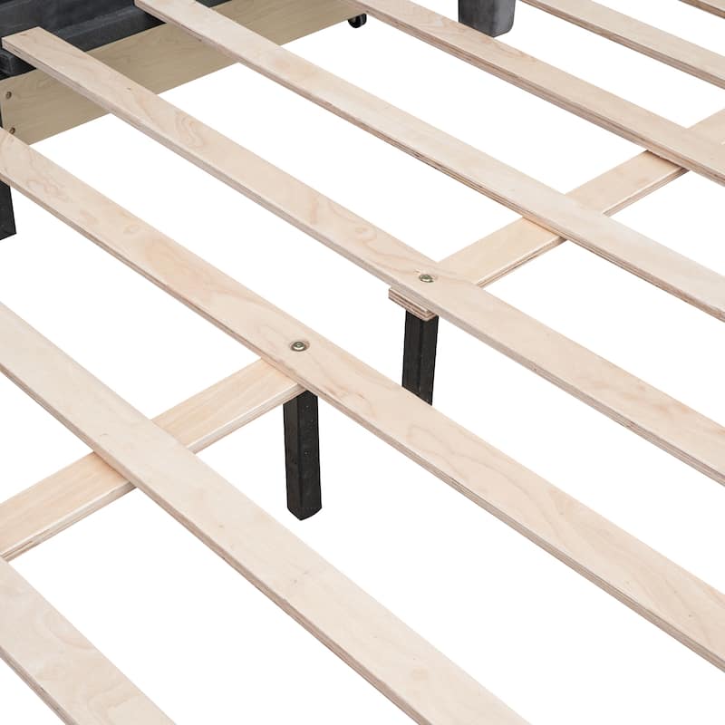 Queen Upholstered Velvet Platform Bed Storage Bedframe with 4 Drawers