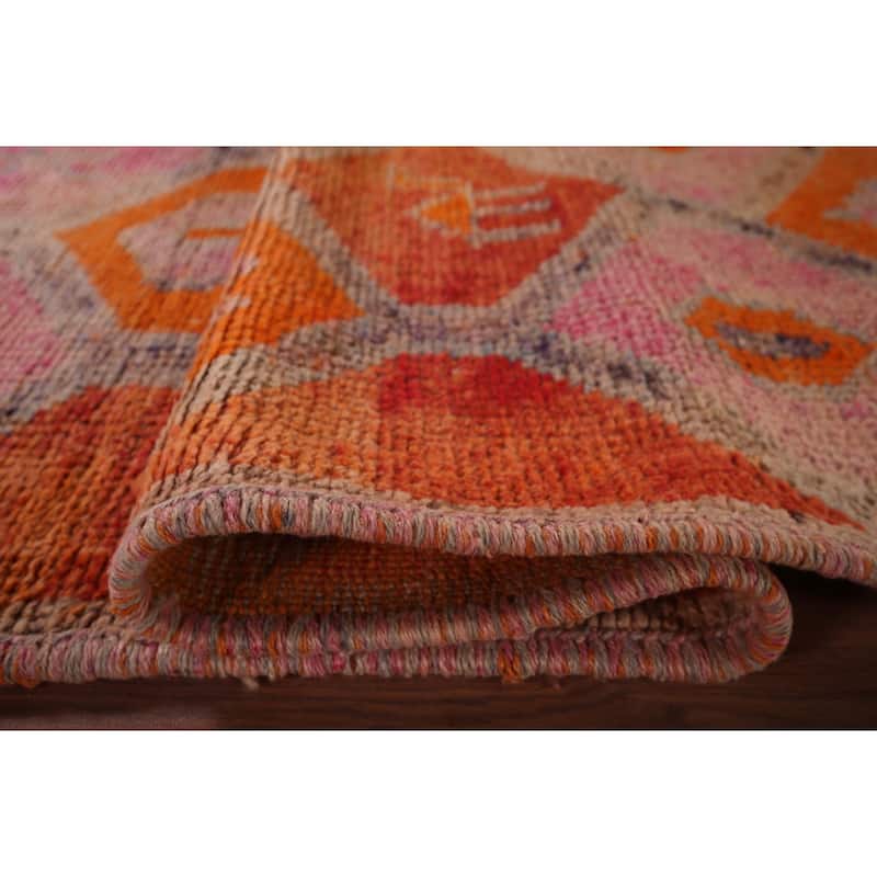 Transitional Oushak Vintage Runner Rug Handmade Turkish Wool Carpet - 3'4"x 10'5"
