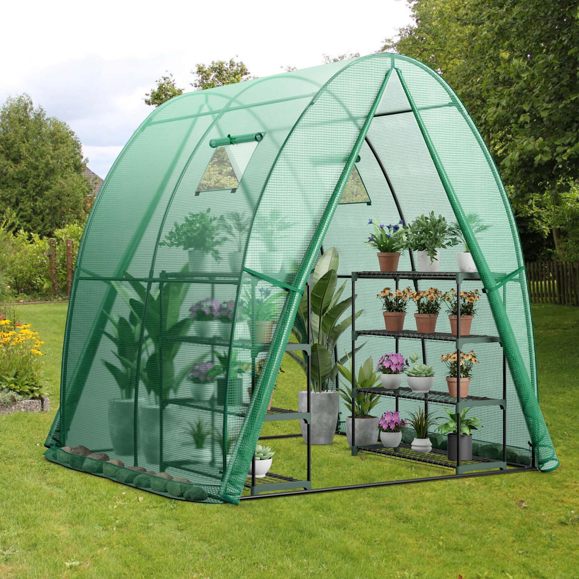 Costway Portable Greenhouse with 2 Zippered Doors 2 Roll-up Screen - See Details