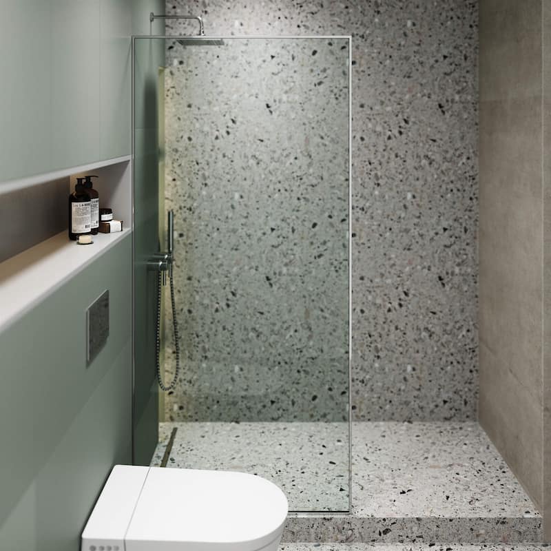 Fine Fixtures Single Fixed Clear Tempered Glass Shower Panel
