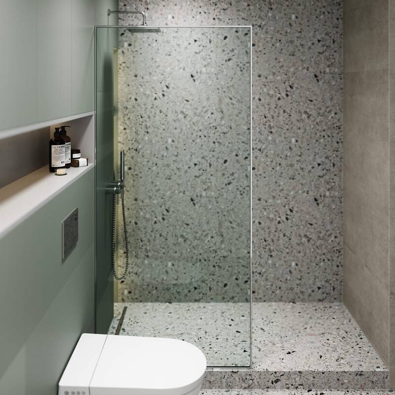 Fine Fixtures Single Fixed Clear Tempered Glass Shower Panel