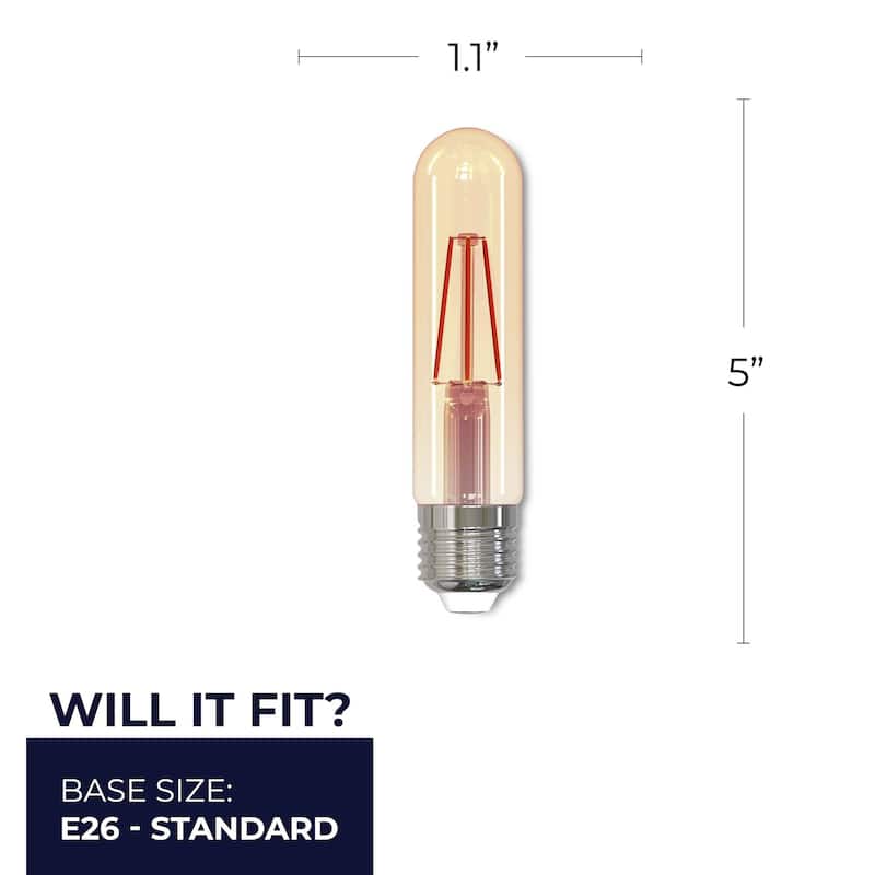 Bulbrite Pack of (2) Dimmable Antique Filament T9 Medium (E26) LED Bulb