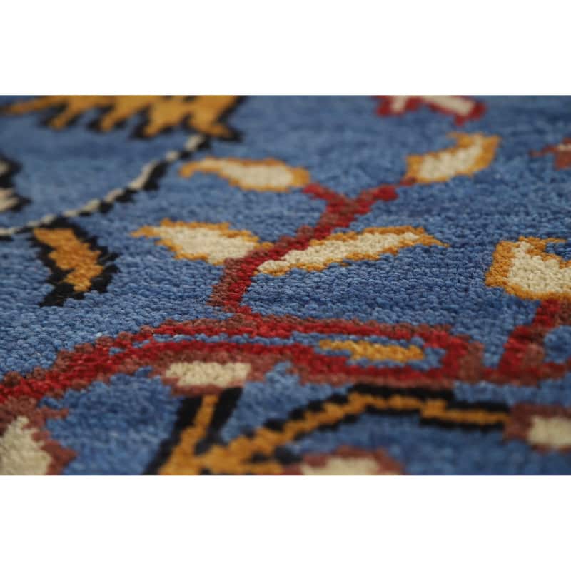 Hand Knotted Oriental 100% Wool Carpet Traditional All-Over Navy Blue & Blues Ziegler Area Rug - 13' 10'' X 9' 10''
