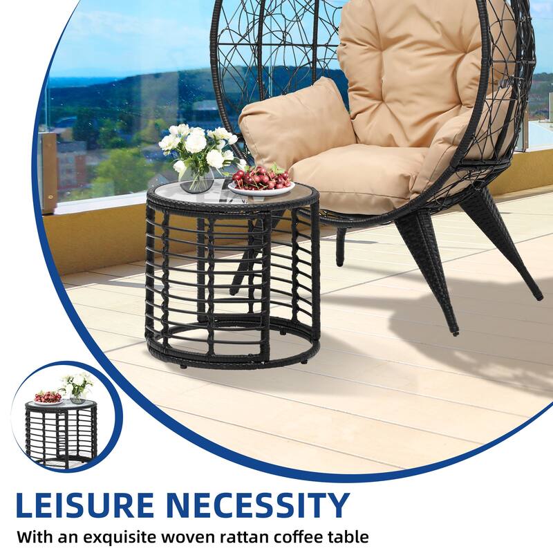 Egg Chair with Stand Outdoor Egg Lounge Chair with Cushion