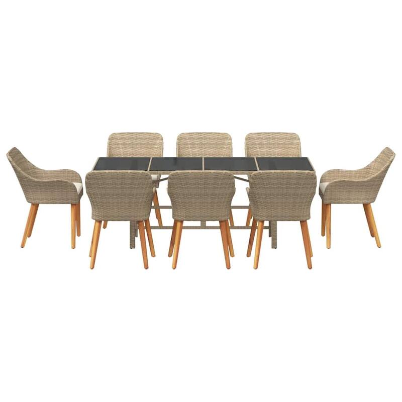 vidaXL Garden Dining 7/9 pcs poly rattan - 74.8 x 31.5 x 29.1