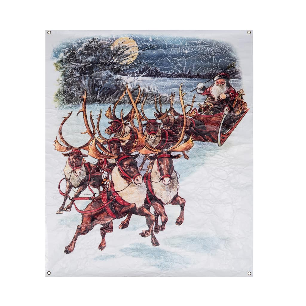 Transpac Paper 46 in. Multicolor Christmas Wall Art Santa Sleigh