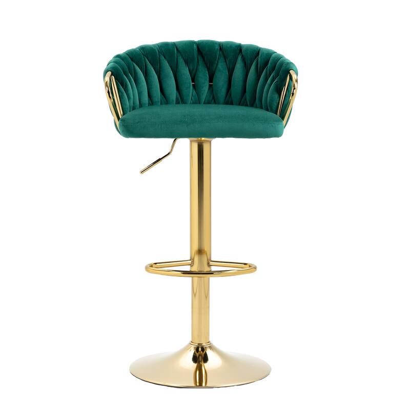 2 Set Counter Height Adjustable Velvet Bar Stools
