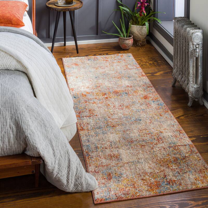 Livabliss Modern & Contemporary Mirabel Abstract Area Rug - 2'7" x 7'3" - Burnt Orange