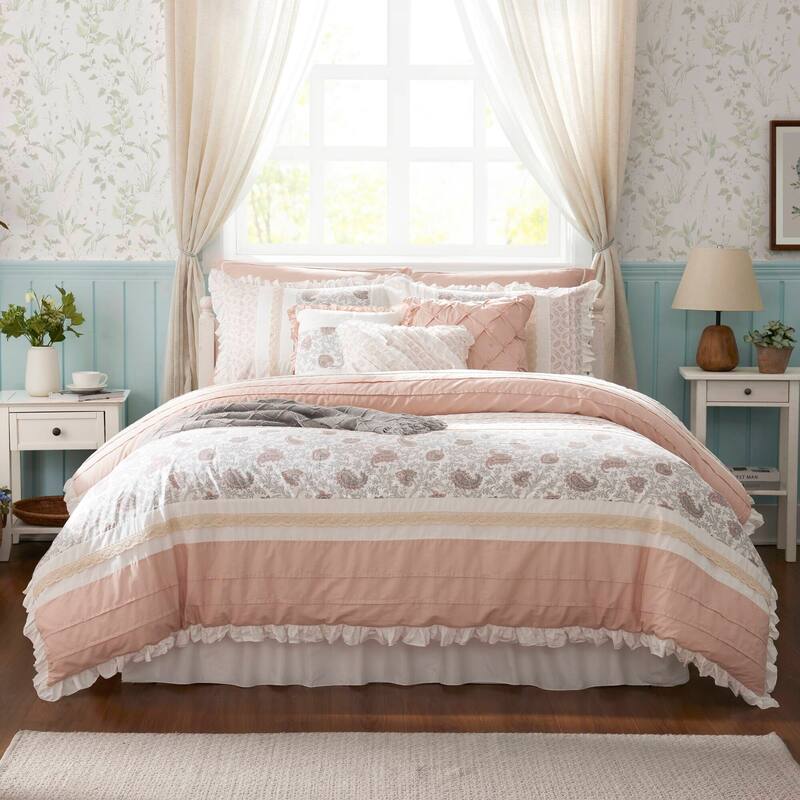Madison Park Vanessa 9 Piece Cotton Percale Comforter Set - Blush - California King