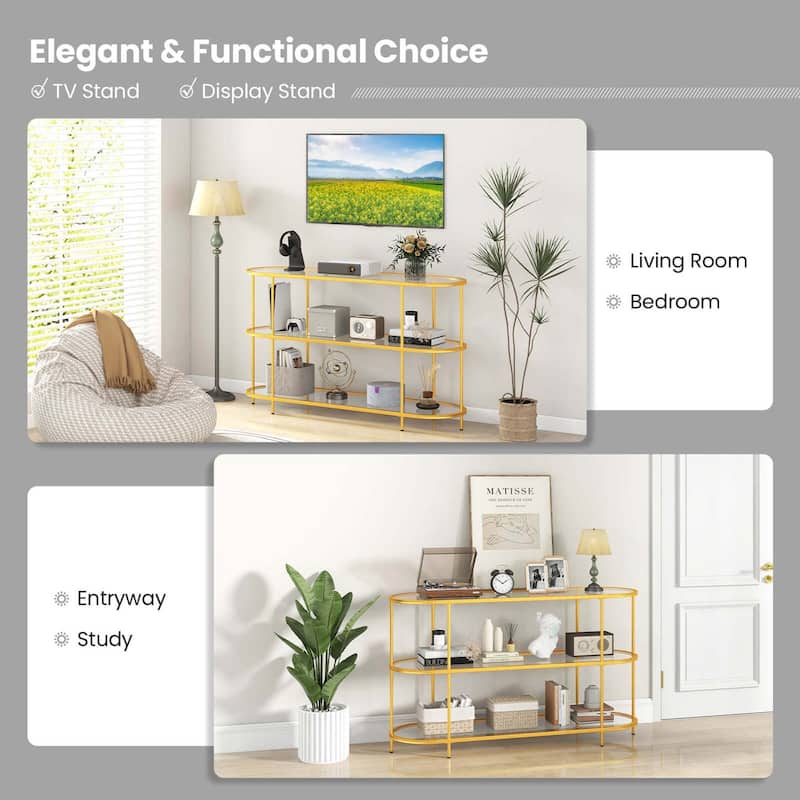Costway 3-Tier TV Stand for TVs up to 65" with Tempered Glass Shelves - See Details