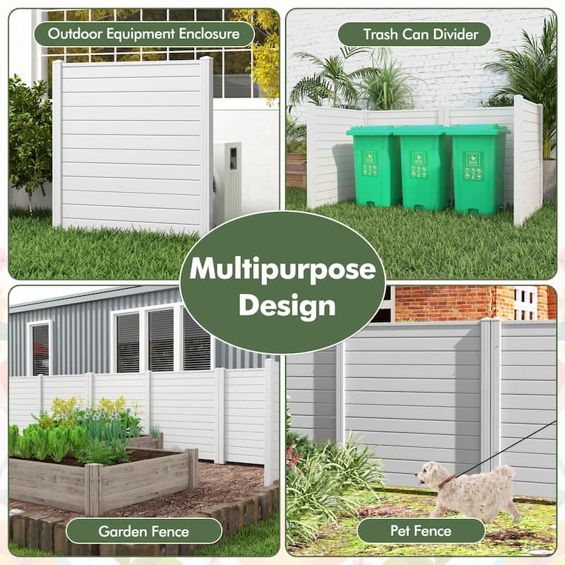 Costway Outdoor 48"L x 48"H PVC Privacy Fence Panels with Metal Ground - See Details