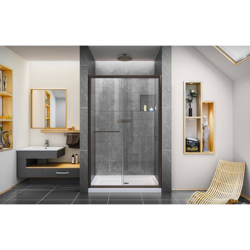 DreamLine Infinity-Z 44-48 in. W x 72 in. H Semi-Frameless Sliding Shower Door - 44" - 48" W