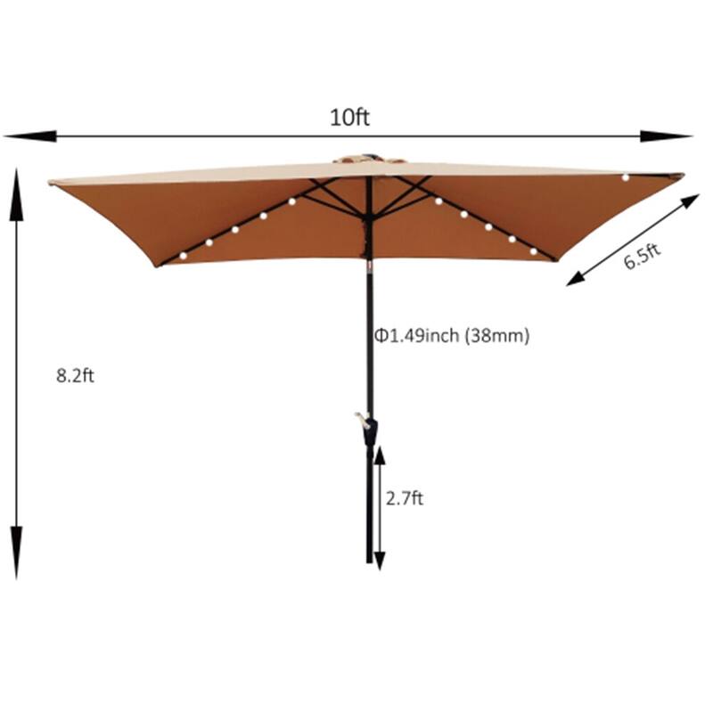 10 x 6.5 Ft Rectangular Patio Solar LED Lighted Outdoor Umbrellas