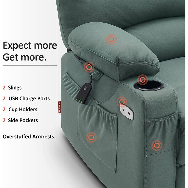 MCombo Power Lift Recliner Chair, Massage and Heat for Elderly, Extended Footrest,Cup Holders, USB Ports 7095