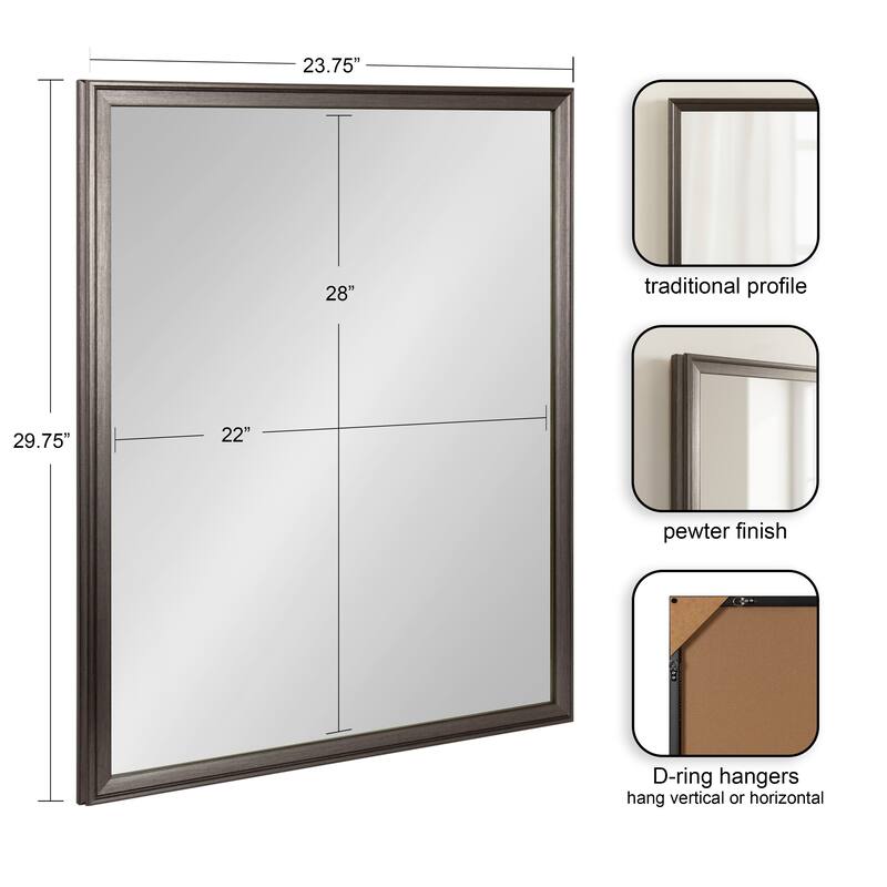Kate and Laurel Colette Rectangle Bathroom Wall Mirror
