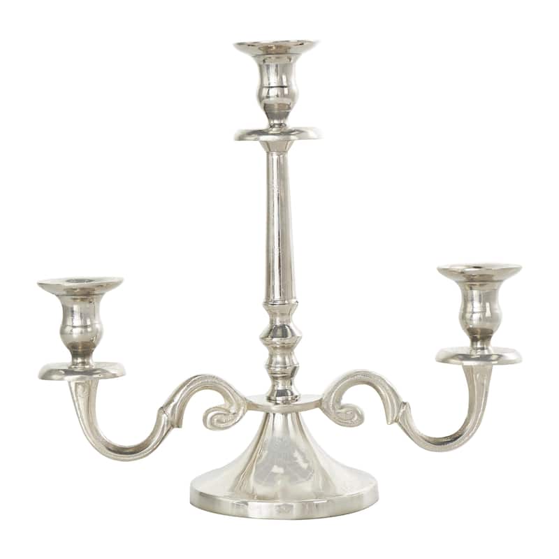 Aluminum Metal Scrolled Candelabra - Gold or Silver - Roche River Decor