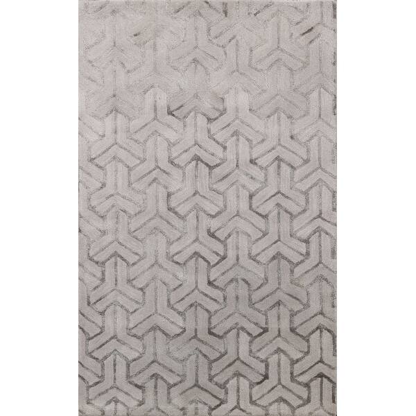 slide 2 of 7, Modern Wool/ Silk Geometric Trellis Oriental Area Rug Hand-Tufted - 4'0" x 6'0"