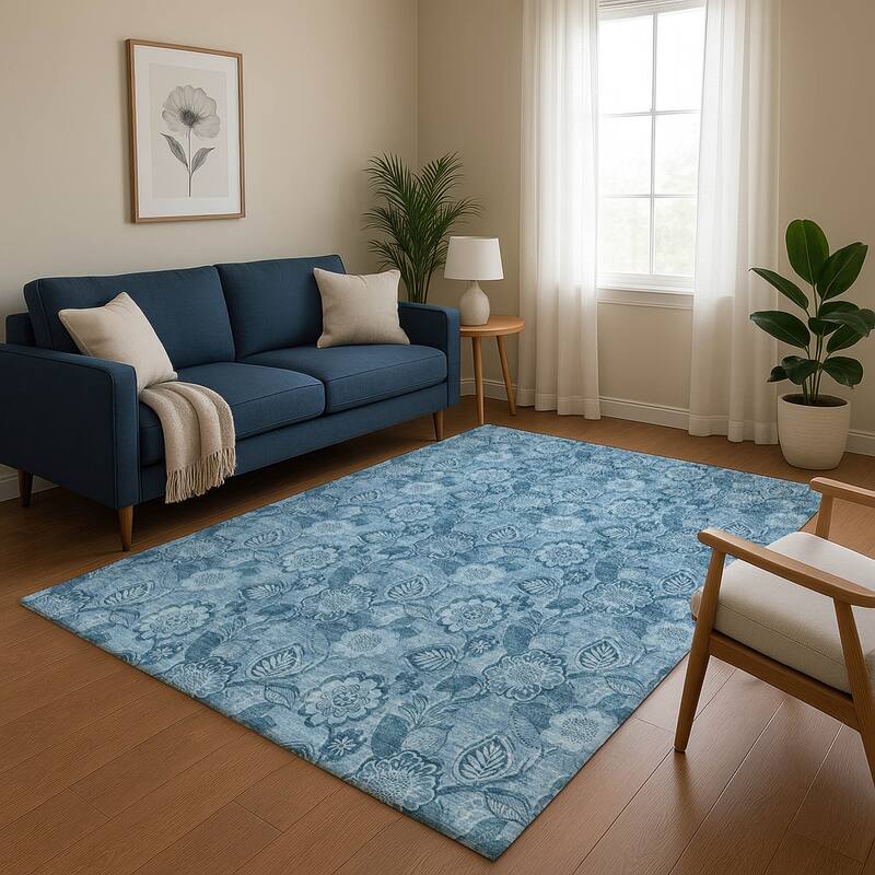 Premium Washable Super Soft Traditional Mayfield Rug - Blue - 9' x 12'