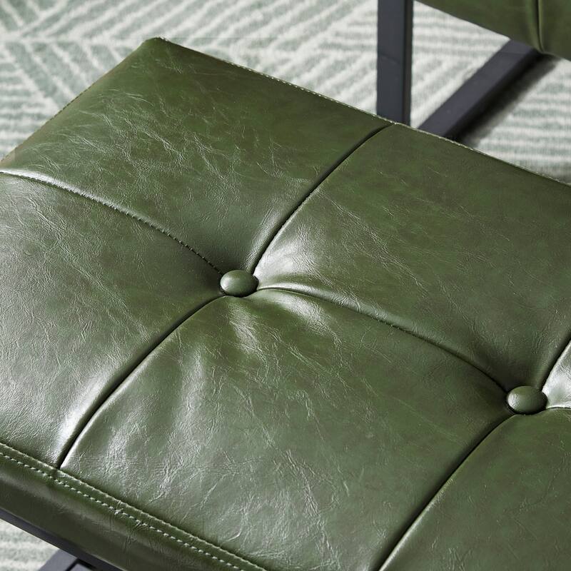 Glitzhome Modern PU Leather Tufted Accent Chair with Ottoman Set