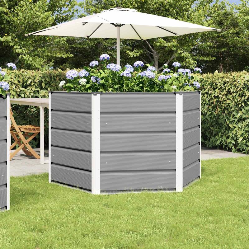 vidaXL Planter in Steel - 50.79 x 50.79 x 17.72 in. - Grey - 50.79 x 50.79 x 29.53 in